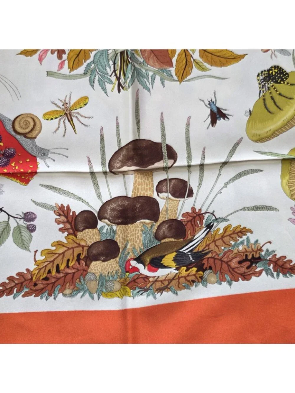 Gucci V. Accornero Silk Snake Fly Frog Floral Print Hand Rolled Scarf 34